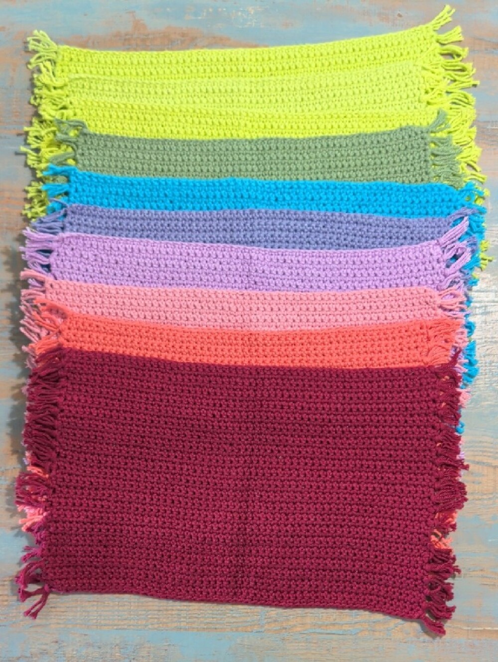 Vintage Handmade Crocheted Placemats & Doilies Set Multi Color Boho Table Décor